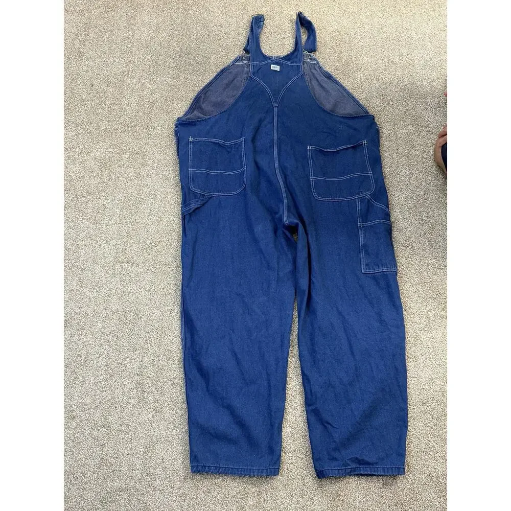 Liberty Overalls Mens 52x30 Big Tall Blue Denim Bib Relaxed Fit Workwear Pockets - Picture 9 of 10